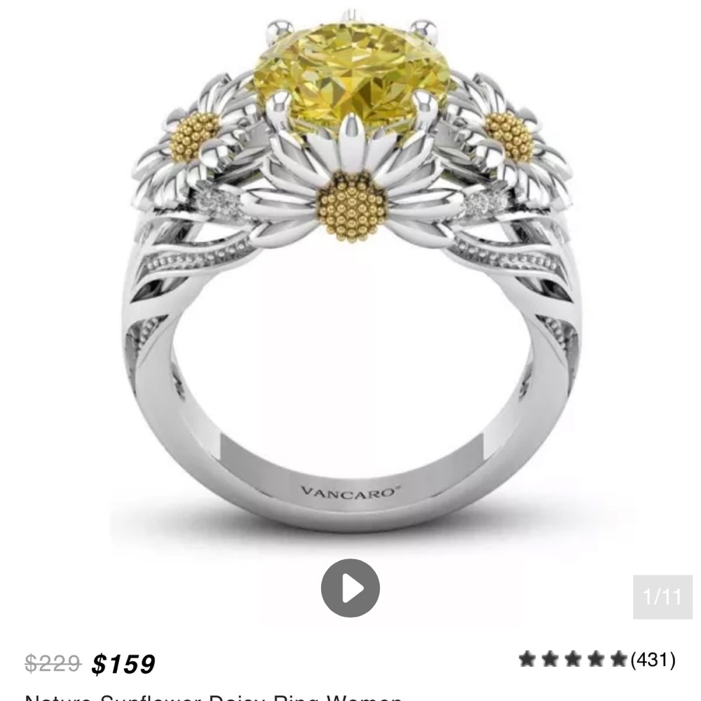 Vancaro sunflower ring size 7 new